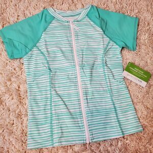 GARNET HILL Wave Rider Swimwear Collection Zip-Up Swim Shirt - Sz. 8